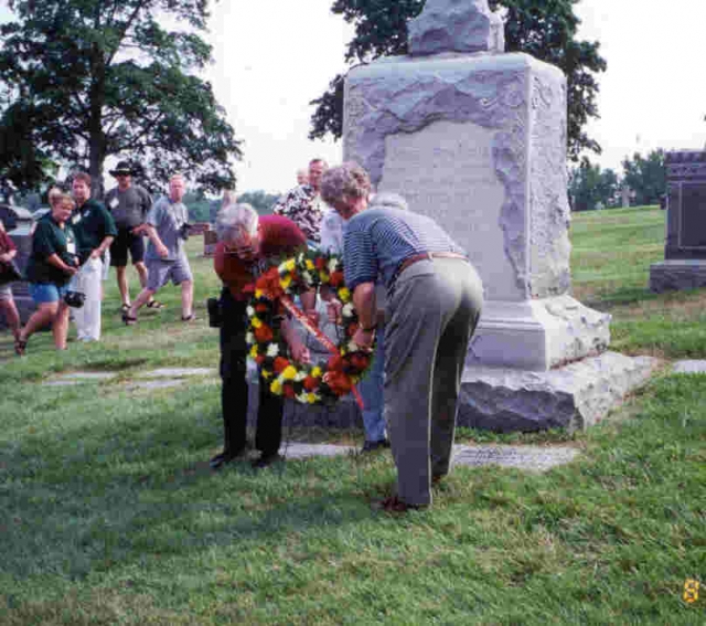 Descendants of Joseph laying the wreath on his grave. 