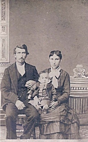 William Bailey and Isabel Elizabeth Robideau McIntosh(8E3b4g4c), daughter to Magloire and Madeleine Dumarce, with their son Emery. They were married May 11, 1880 in Renville, Minnesota.  Photo courtesy of cousin Louise Hopkins. 