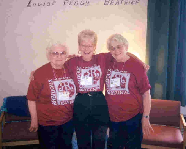 Taken during the first St Joseph, Missouri family reunion:

Left to right: Cousin Louise Kimbel, her niece Peggy Ross, and Louises sister, Bea Fells.