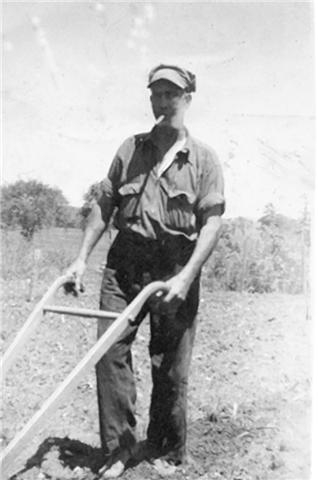 Albert Henry Bert Robideau, (10D2h1a4a2c) b. 1898, Sheldon VT. He married Agnes Emma Hodgedon.Photo taken circa 1943 plowing the land on the farm in Enosburg Falls, Vermont. Bert was a fifth generation grand-son of Antoine Noel. 

Photo courtesy of cous